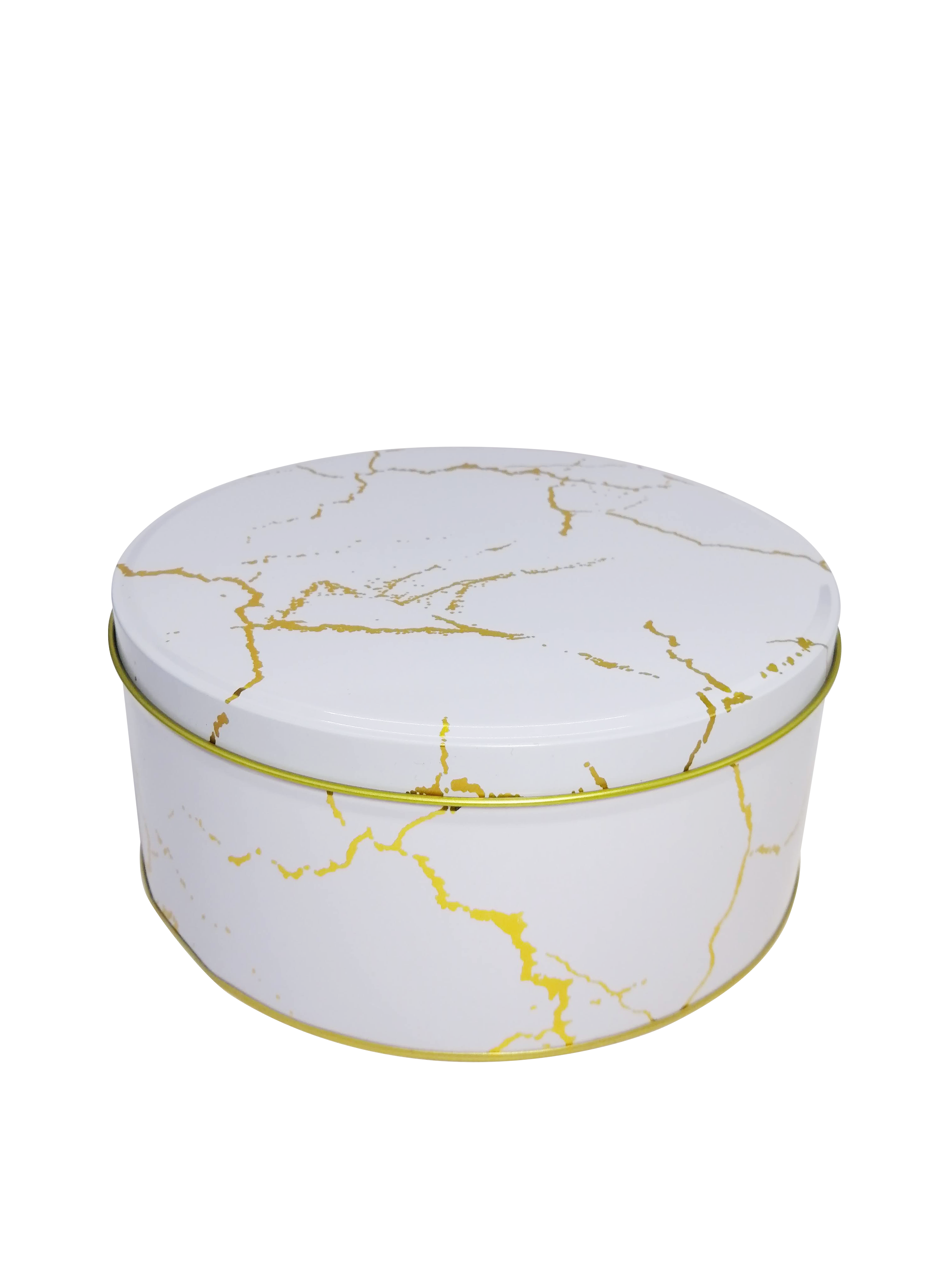 Cajas Metálicas Decorativas Estilo Mármol – Set de Cajas Redondas y Cuadradas en Blanco y Negro