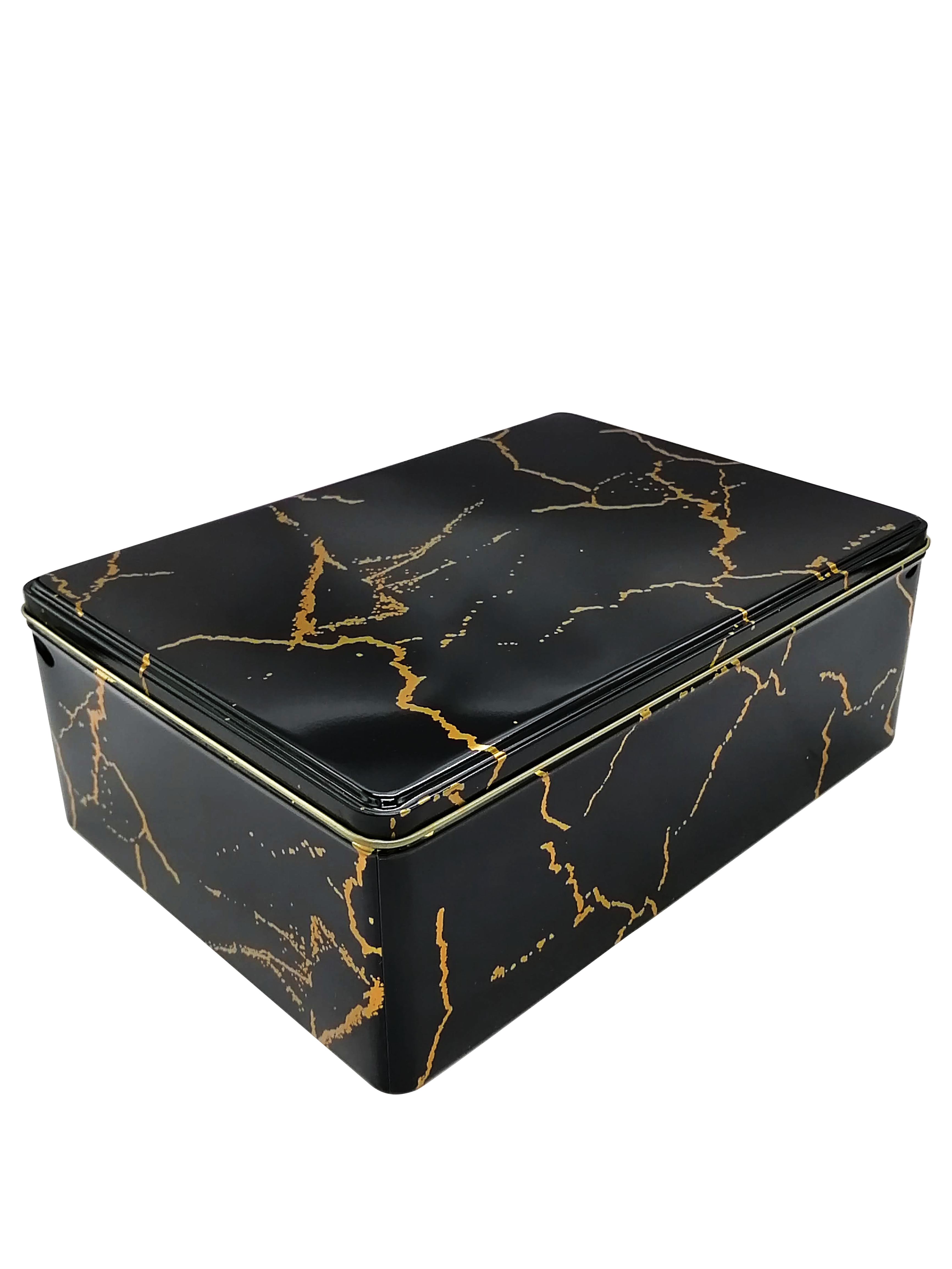 Cajas Metálicas Decorativas Estilo Mármol – Set de Cajas Redondas y Cuadradas en Blanco y Negro