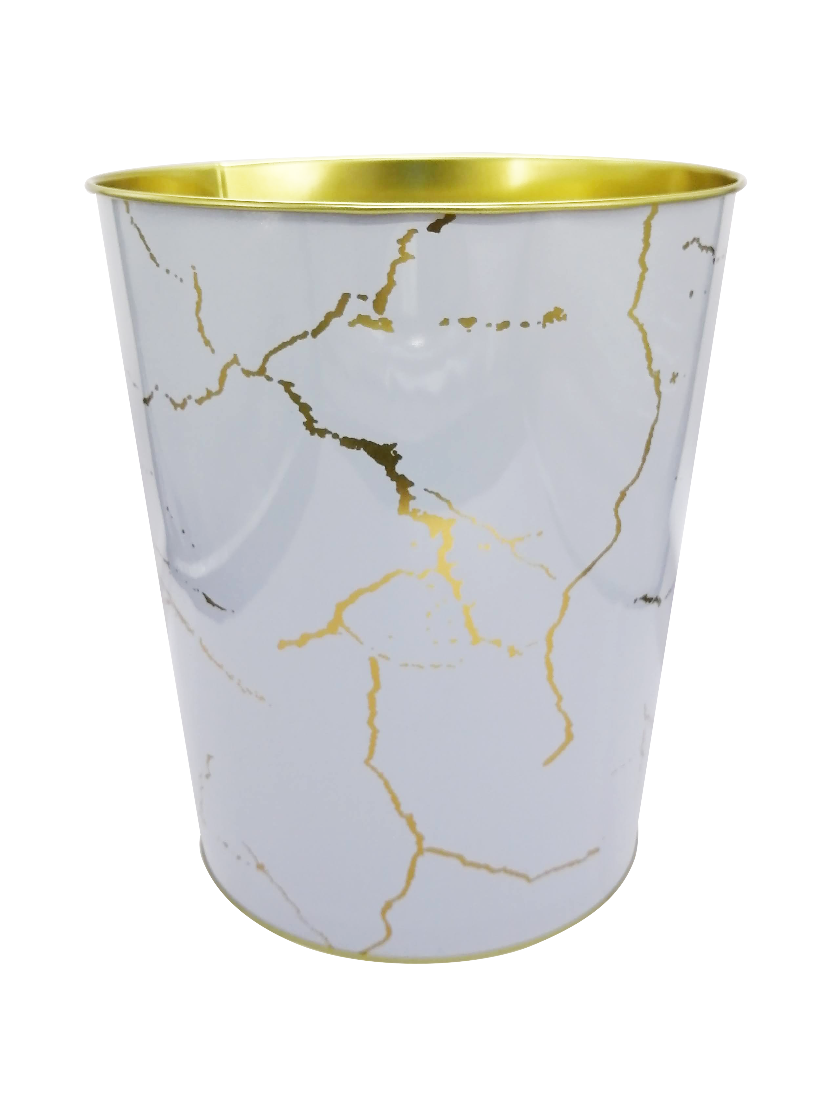 Bote de Basura de Oficina de Latón con Acabado Marmoleado – Elegante y Resistente