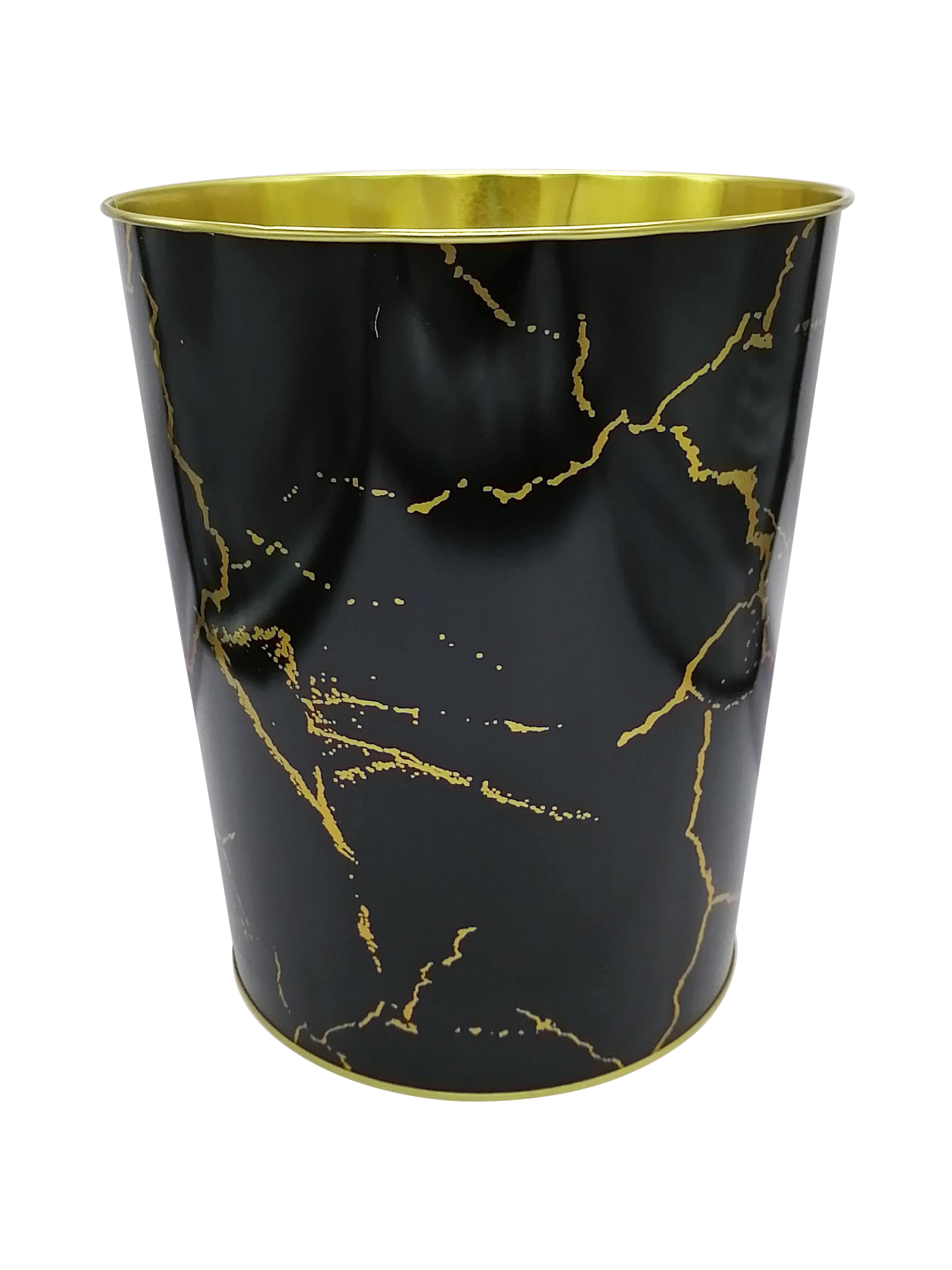 Bote de Basura de Oficina de Latón con Acabado Marmoleado – Elegante y Resistente