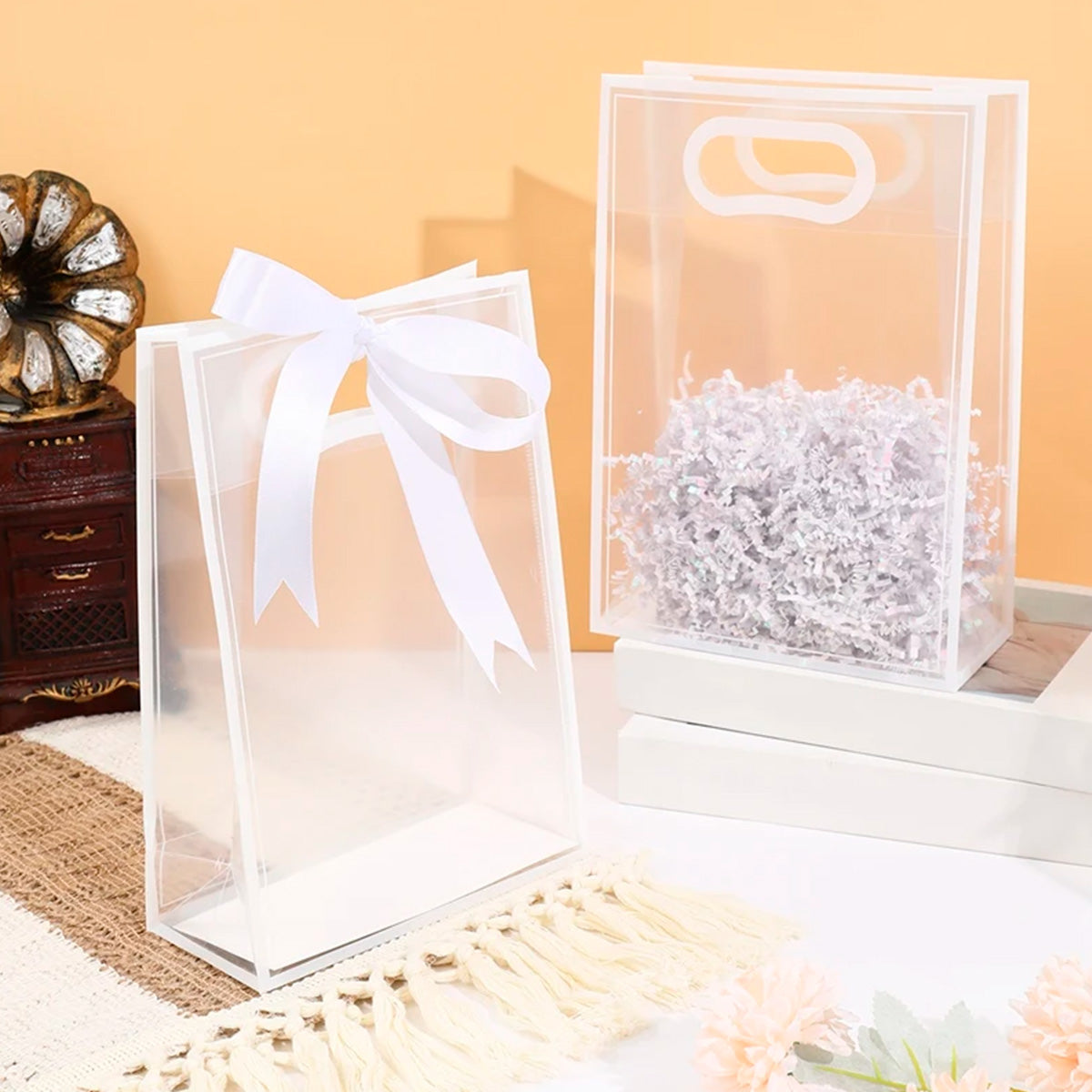 Bolsa de regalo transparente con asas Paq. 10 piezas