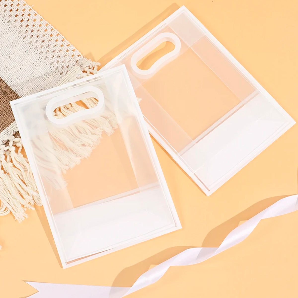 Bolsa de regalo transparente con asas Paq. 10 piezas