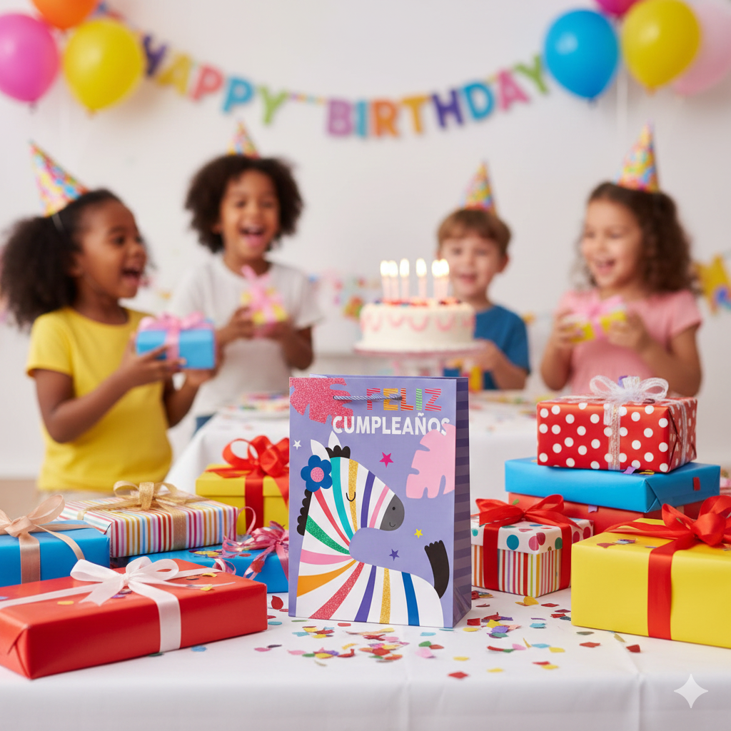 Bolsa para fiesta de cumpleaños infantil diseño zebra