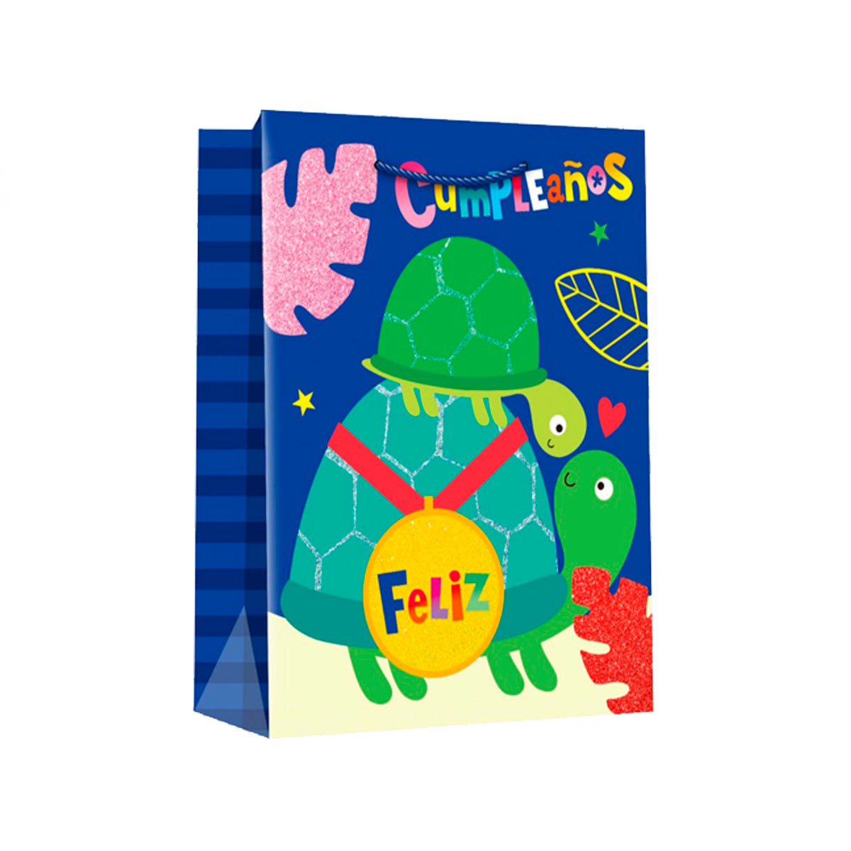 Bolsa de regalo infantil color azul diseño tortuga