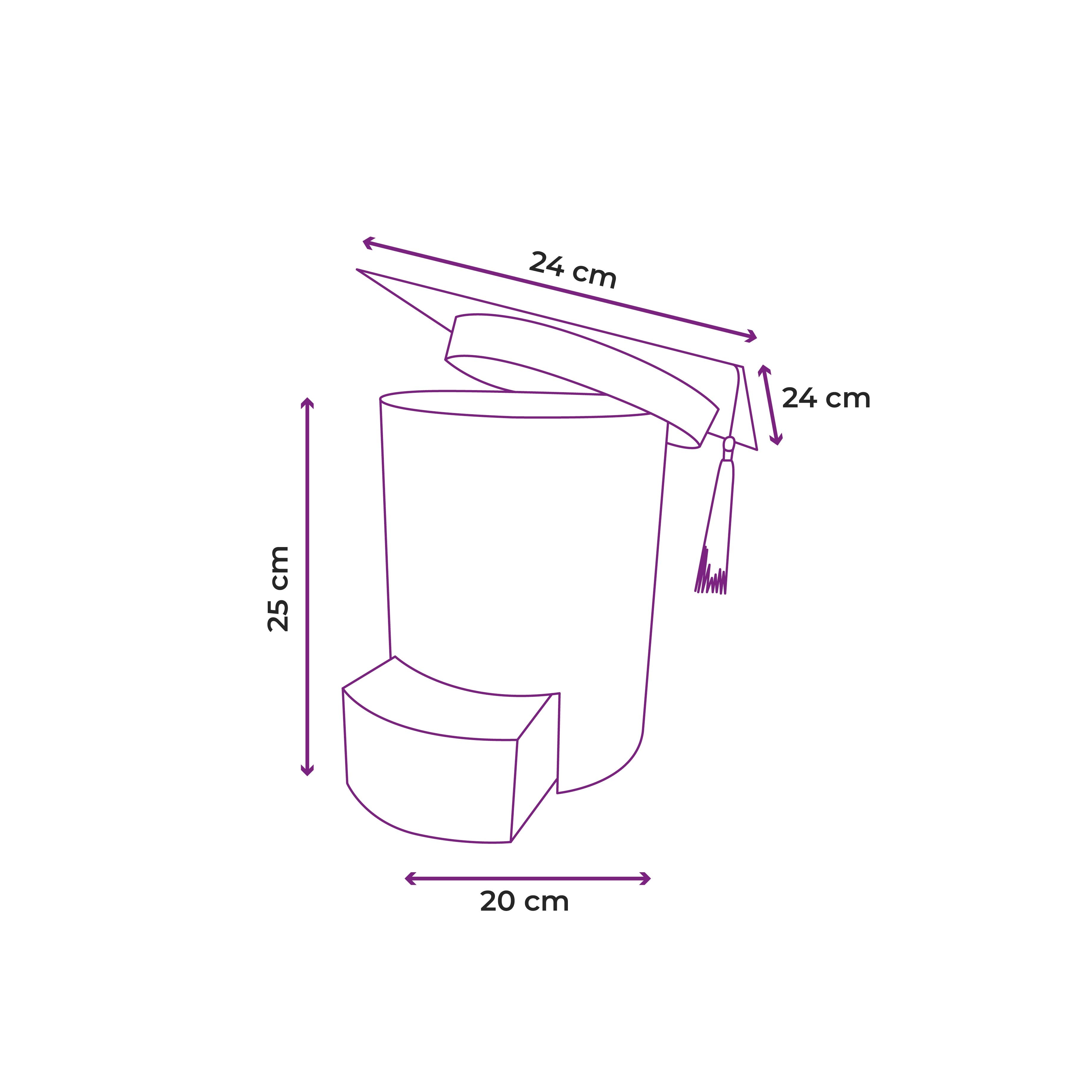 Empaque floral con forma de gorro de graduación