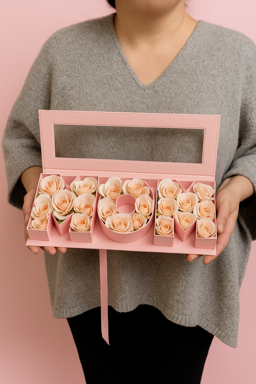 Caja floral día de las madres, caja floral para arreglos florales MOM