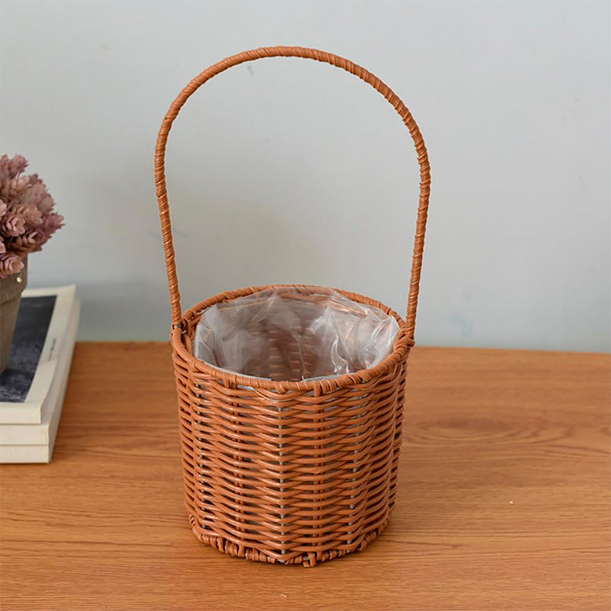 canasta para flores tipo mimbre