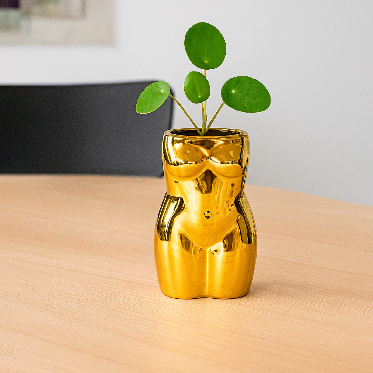 Florero de cerámica en forma de cuerpo femenino acabado brillante Set 2 piezas