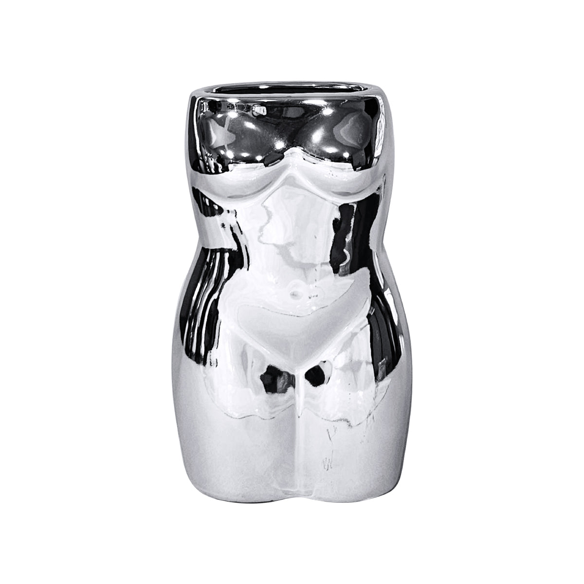 Florero de cerámica en forma de cuerpo femenino acabado brillante Set 2 piezas