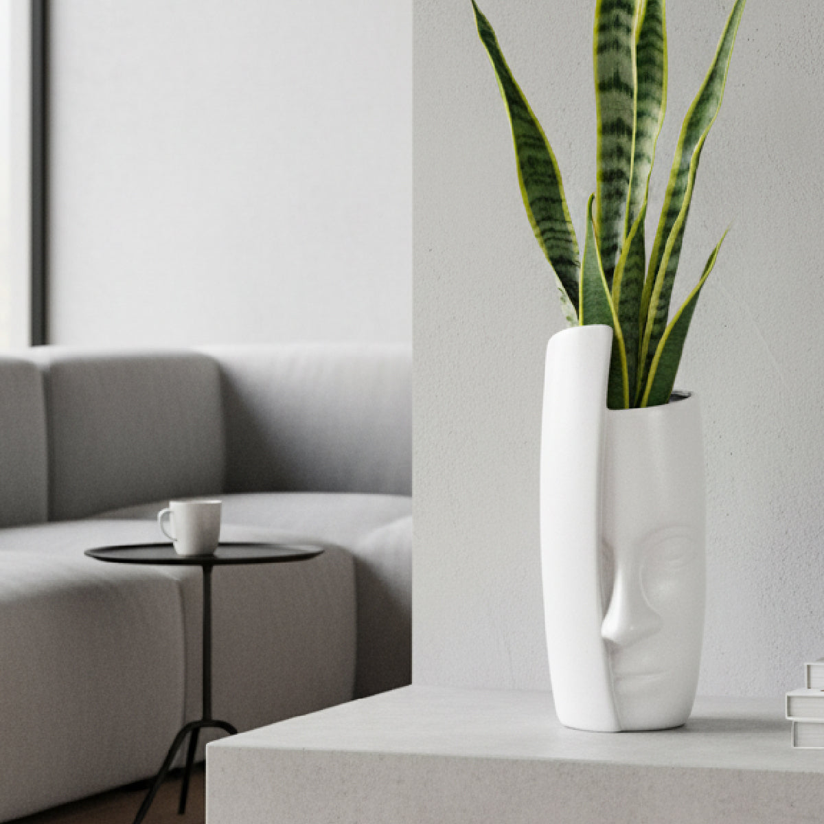 Florero de cerámica cara abstracta Set 3 piezas