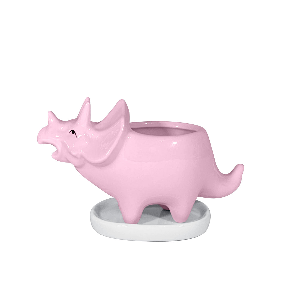 Maceta de cerámica en forma de Dinosaurio Triceratops paq. 3 piezas