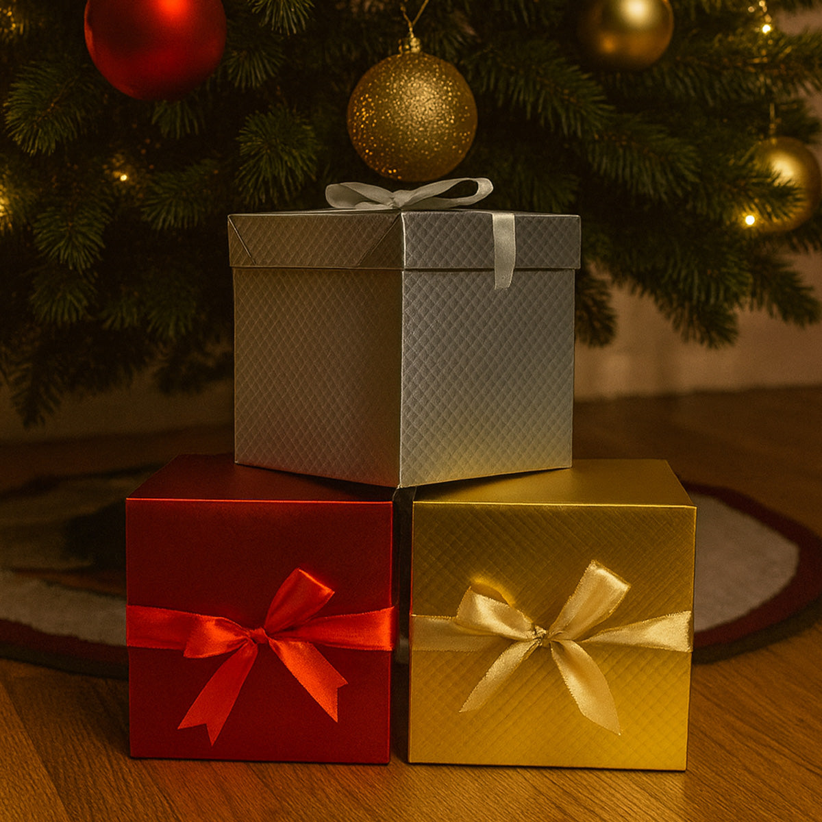 Caja para regalo navideña con moño