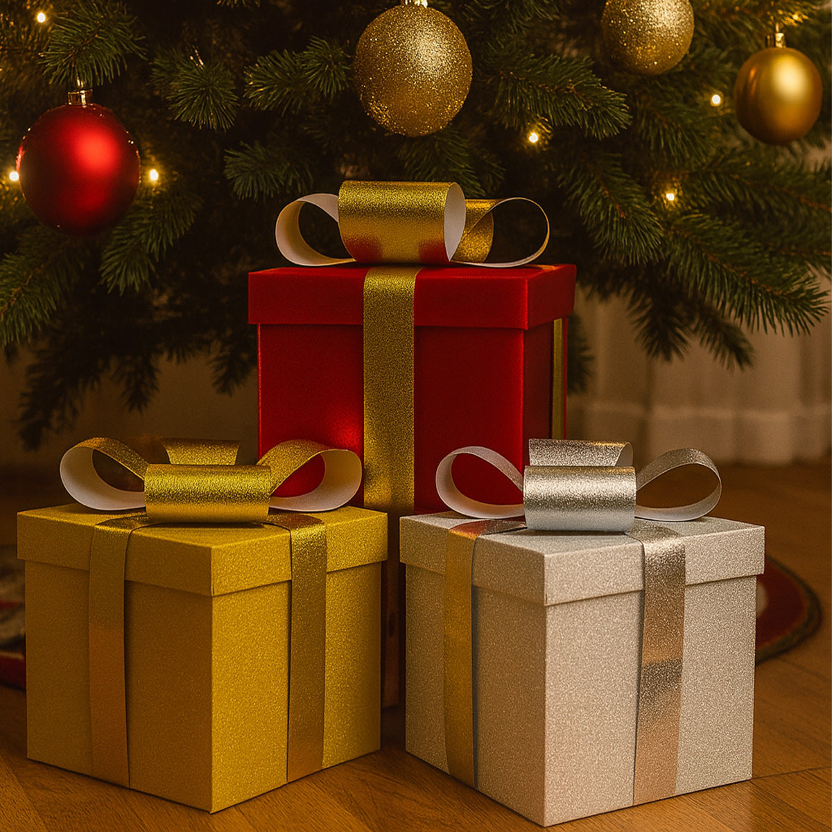 Caja para regalo navideña con moño 3D