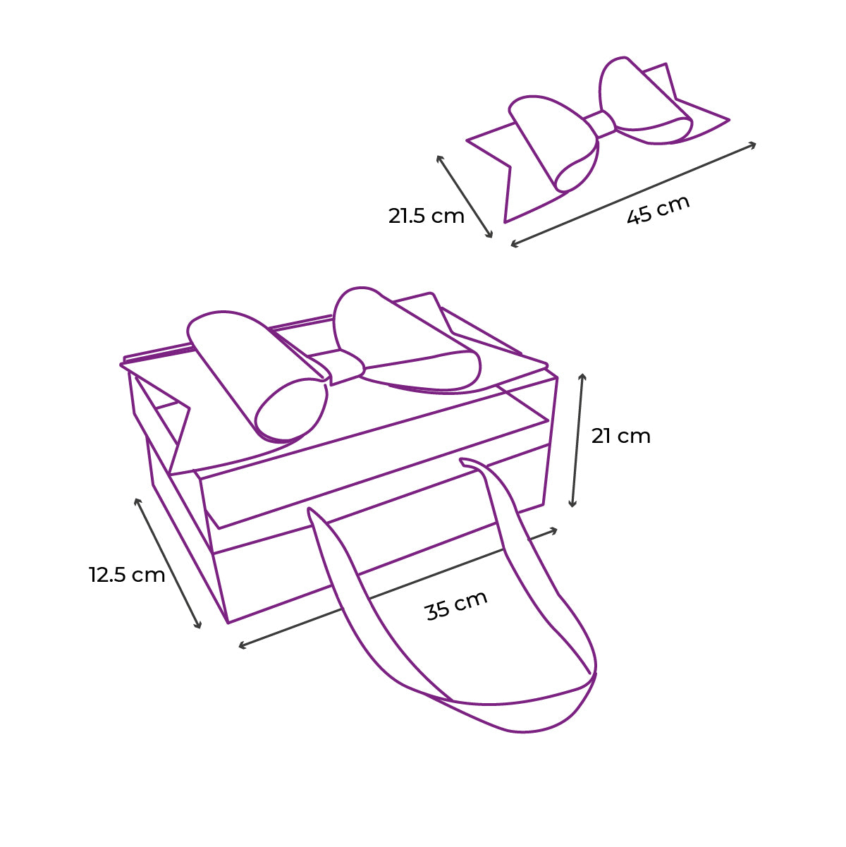 Caja para flores moño rosa medidas