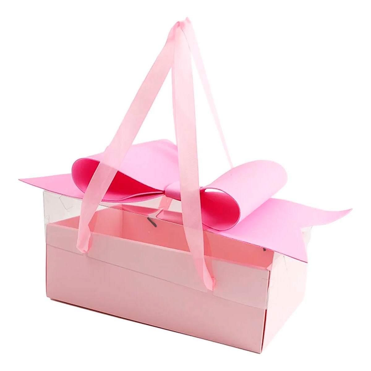 Caja para flores moño rosa