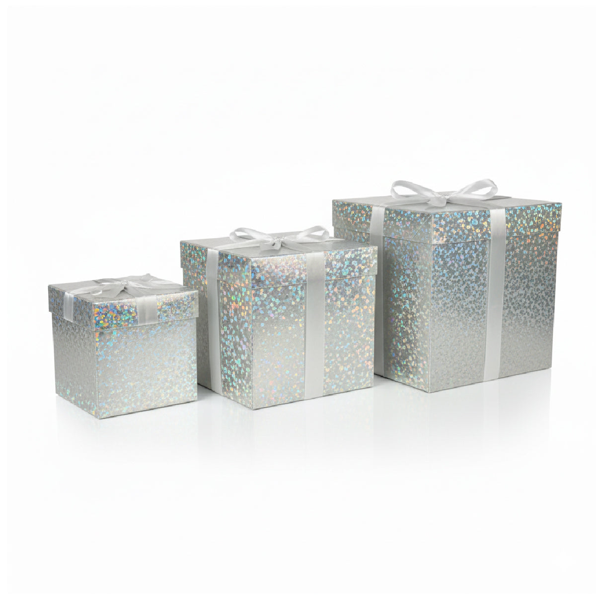 Caja para regalo navideña holográfica con moño 1 Pieza