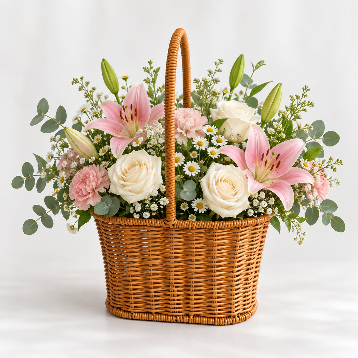 Canasta Floral de Ratán Sintético Café 36 cm