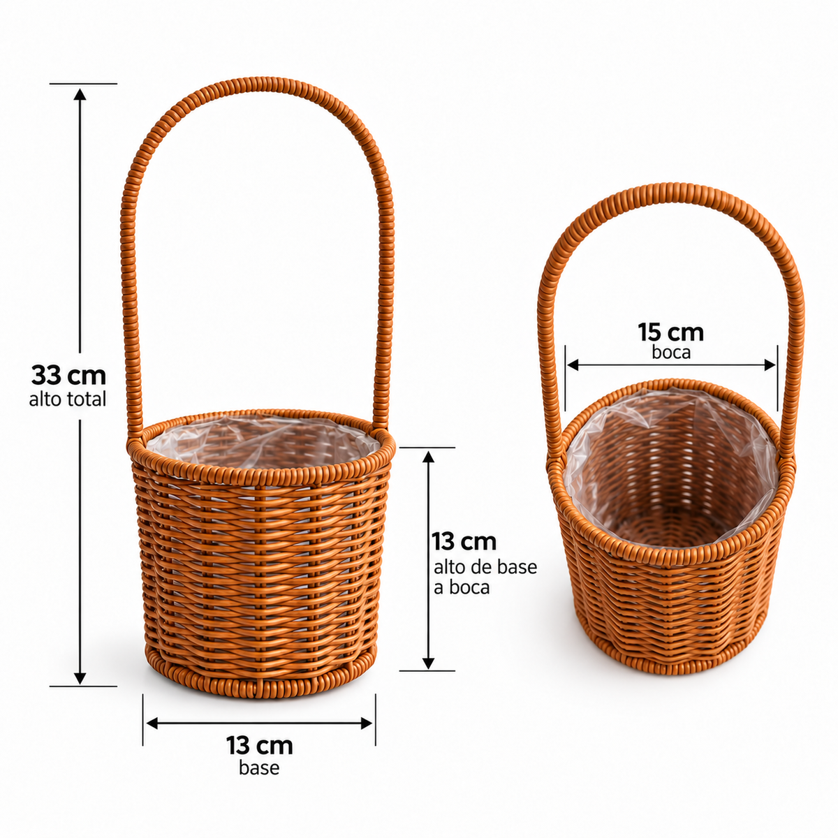 Canasta para Flores de Ratán Sintético Tipo Mimbre