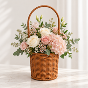 Canasta para Flores de Ratán Sintético Tipo Mimbre