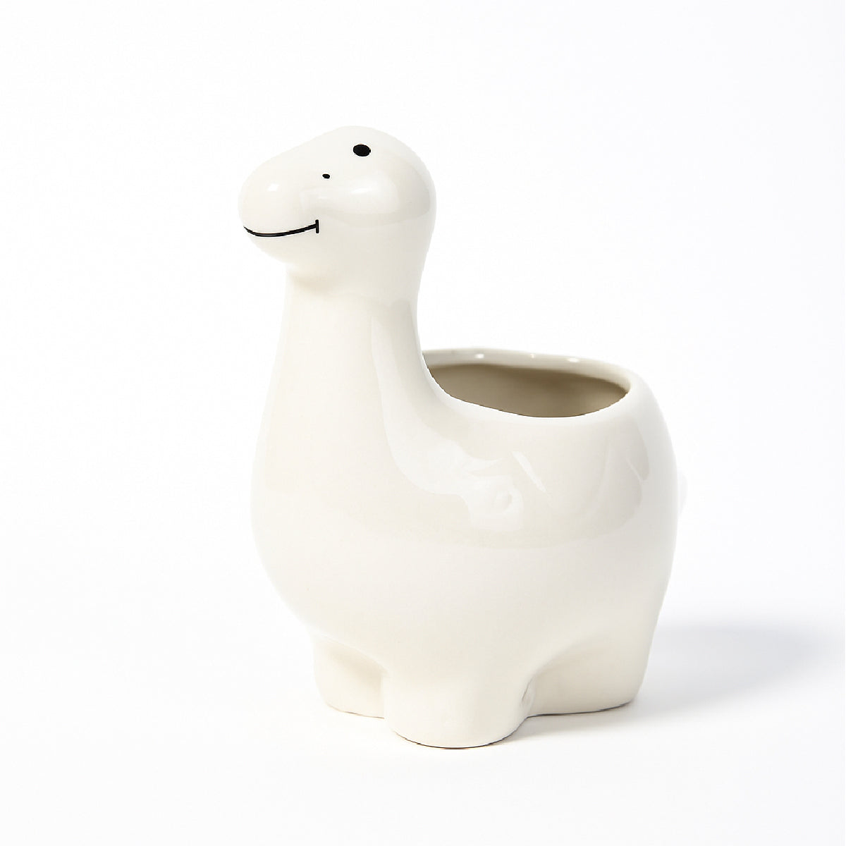 Macetas de cerámica con forma de dinosaurio color blanco Set 3 piezas