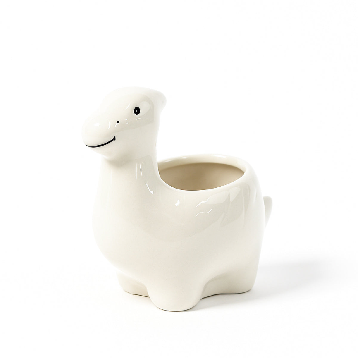 Macetas de cerámica con forma de dinosaurio color blanco Set 3 piezas