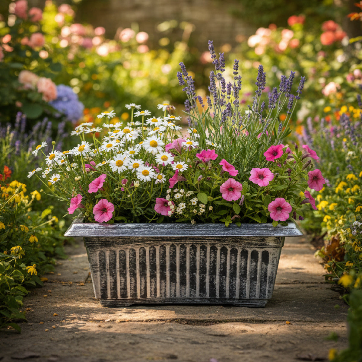 Maceta de plástico rectangular