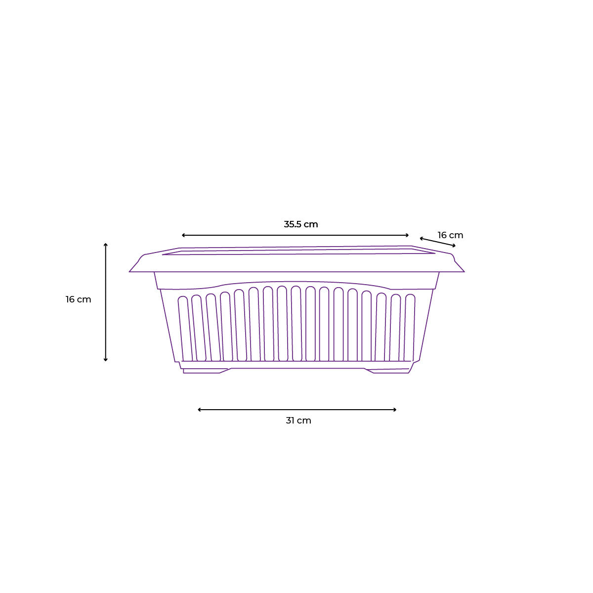Maceta de plástico rectangular