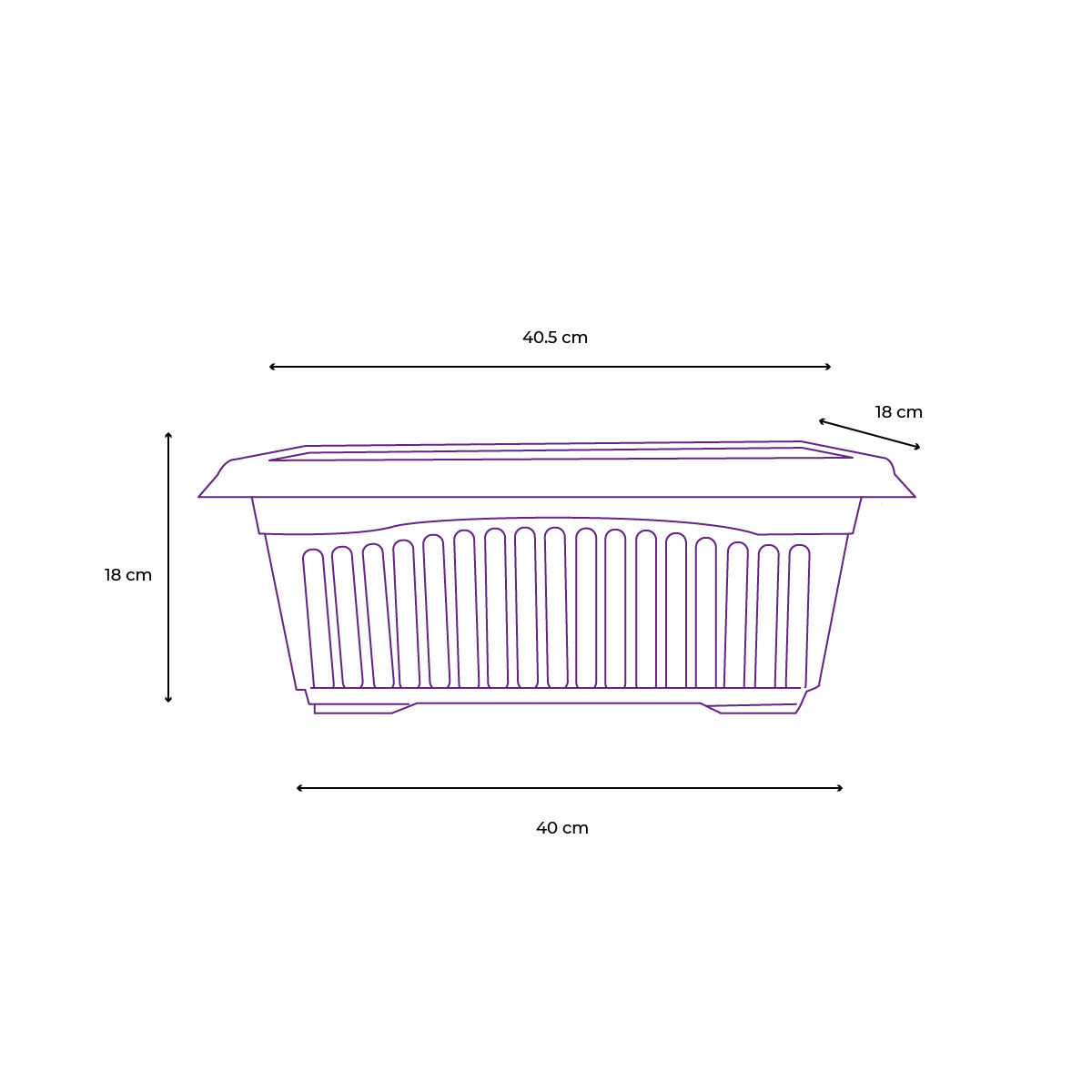 Maceta de plástico rectangular
