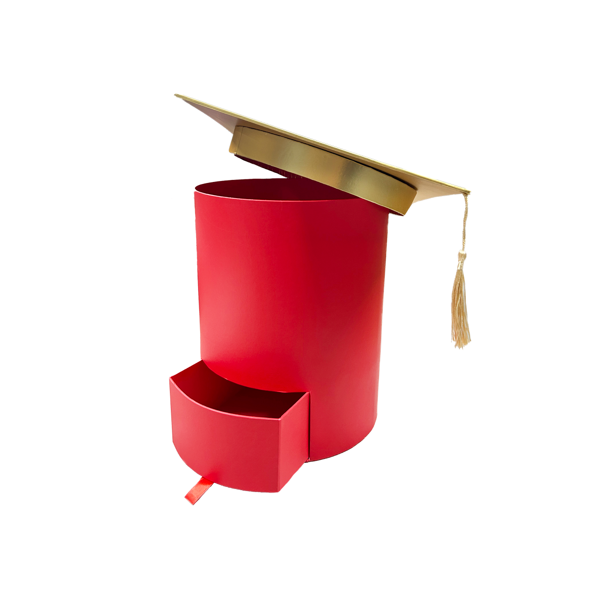 Empaque floral con forma de gorro de graduación