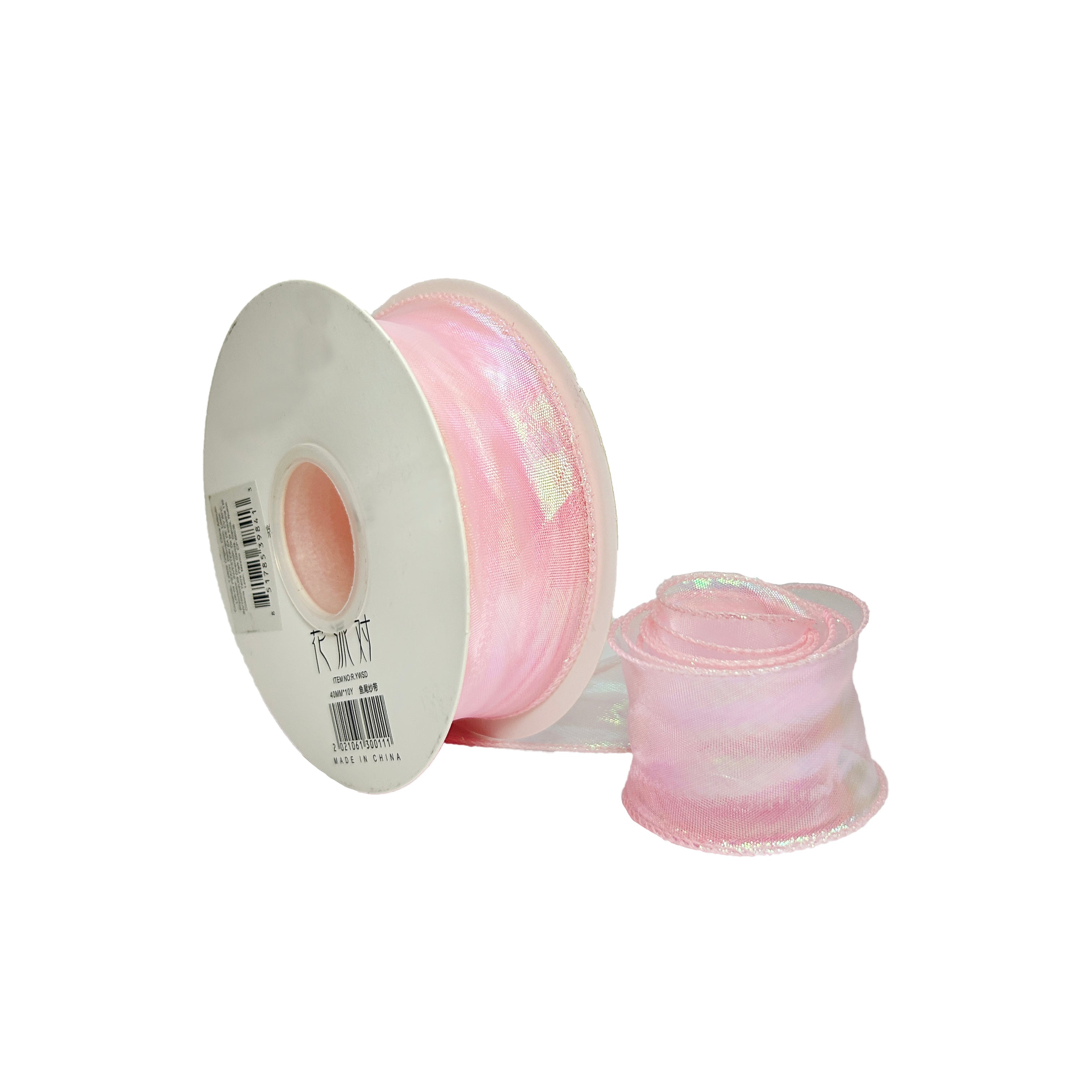 Listón de organza rosa tornasol