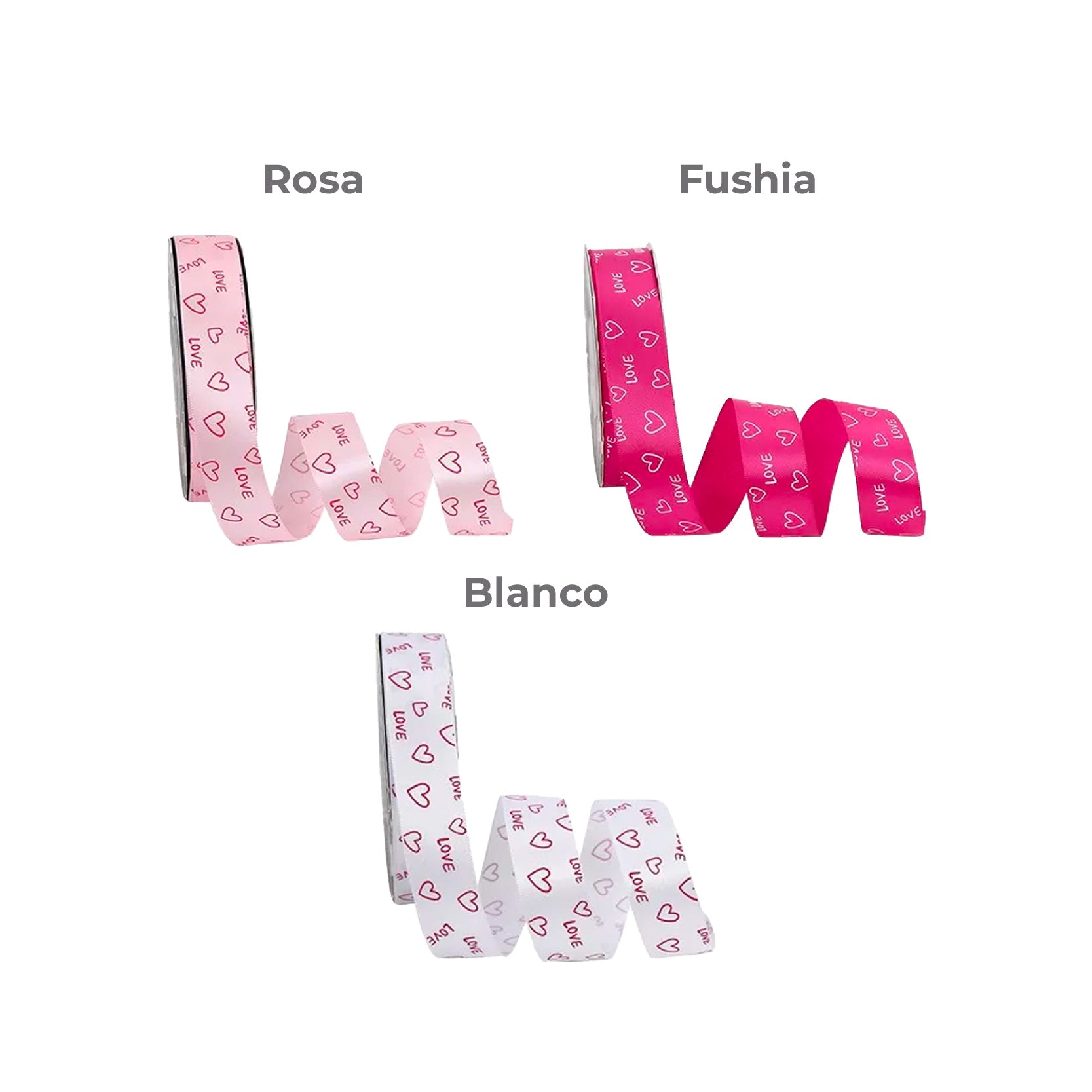 Listón satinado estampado Love