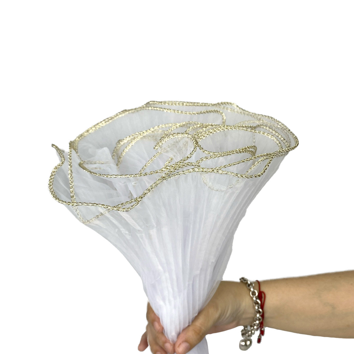 Malla para bouquet floral orilla dorada