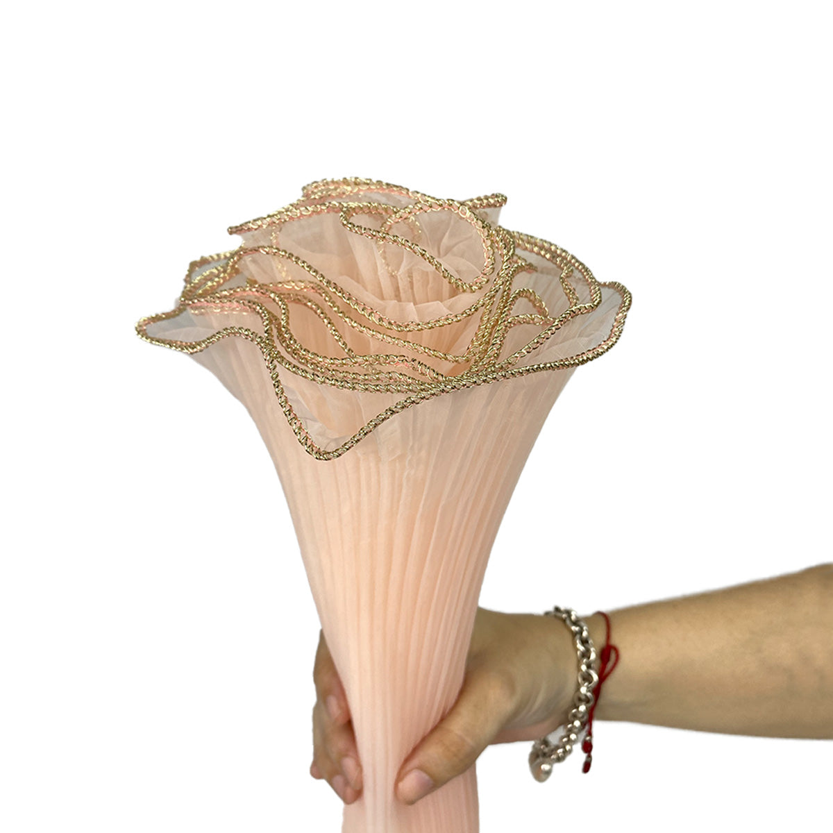 Malla para bouquet floral orilla dorada