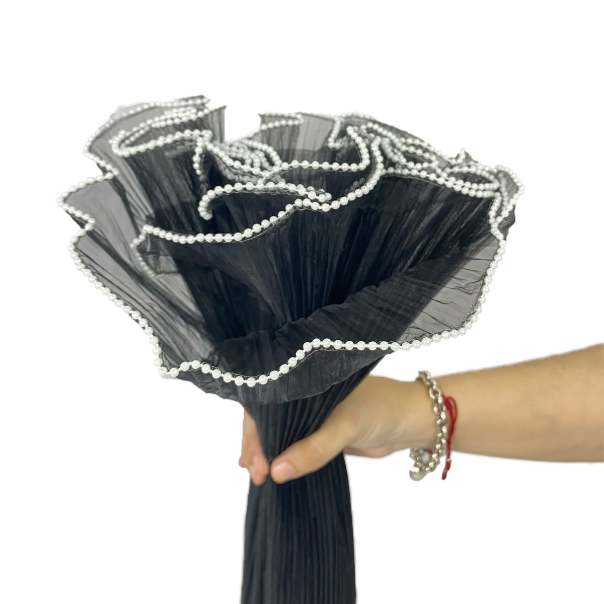 Malla con borde de perlas para bouquet floral