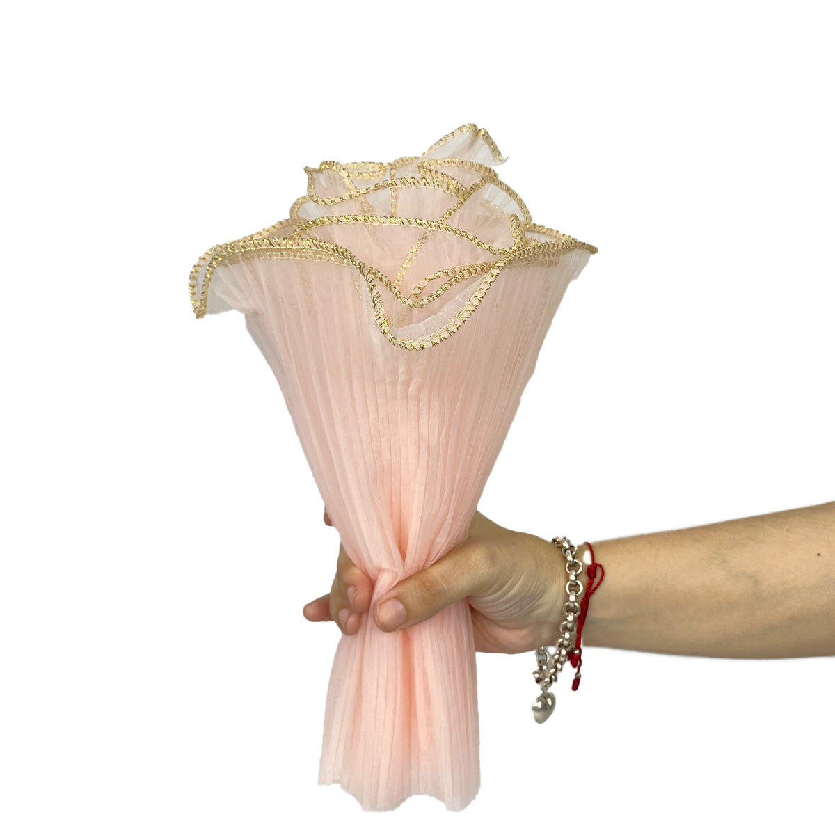 Malla para bouquet floral orilla dorada