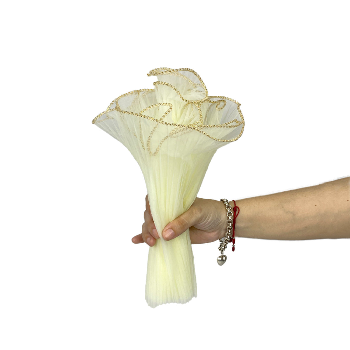 Malla para bouquet floral orilla dorada