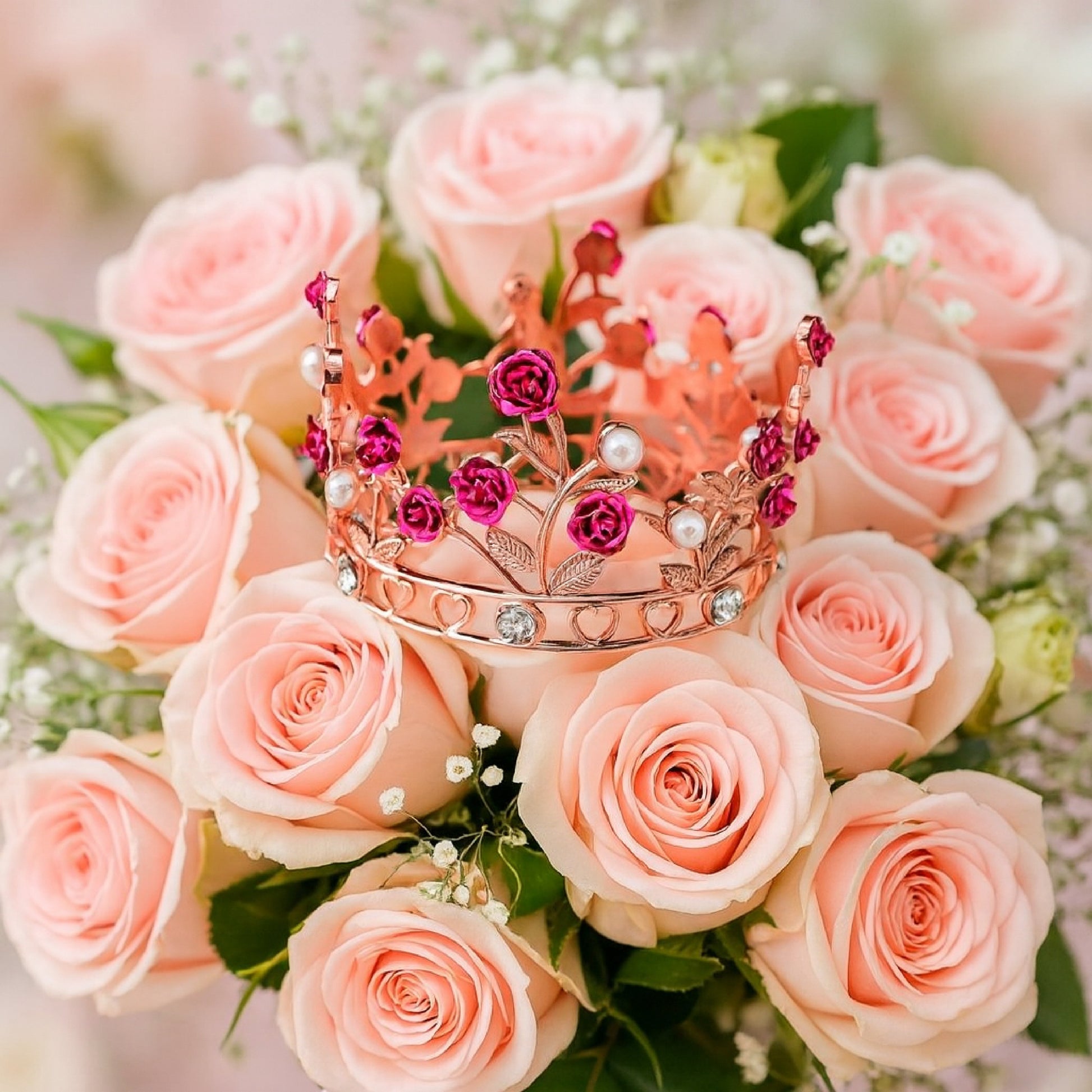 Minicorona decorativa para ramo, coronita decorativa para ramo de flores o bouquet floral