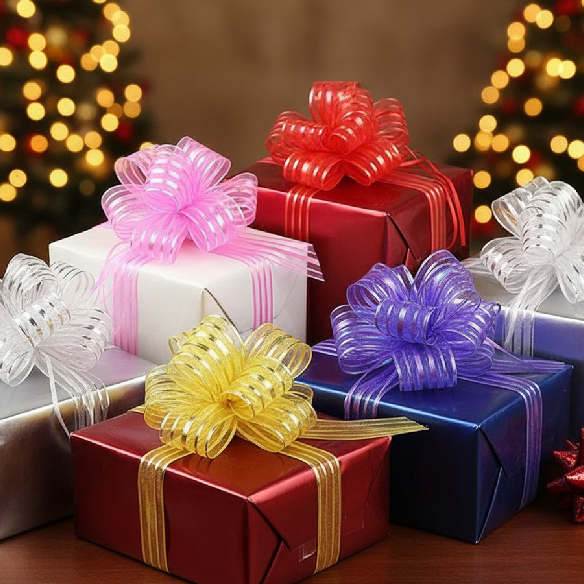 Moño mágico traslucido 12x12 20 Piezas