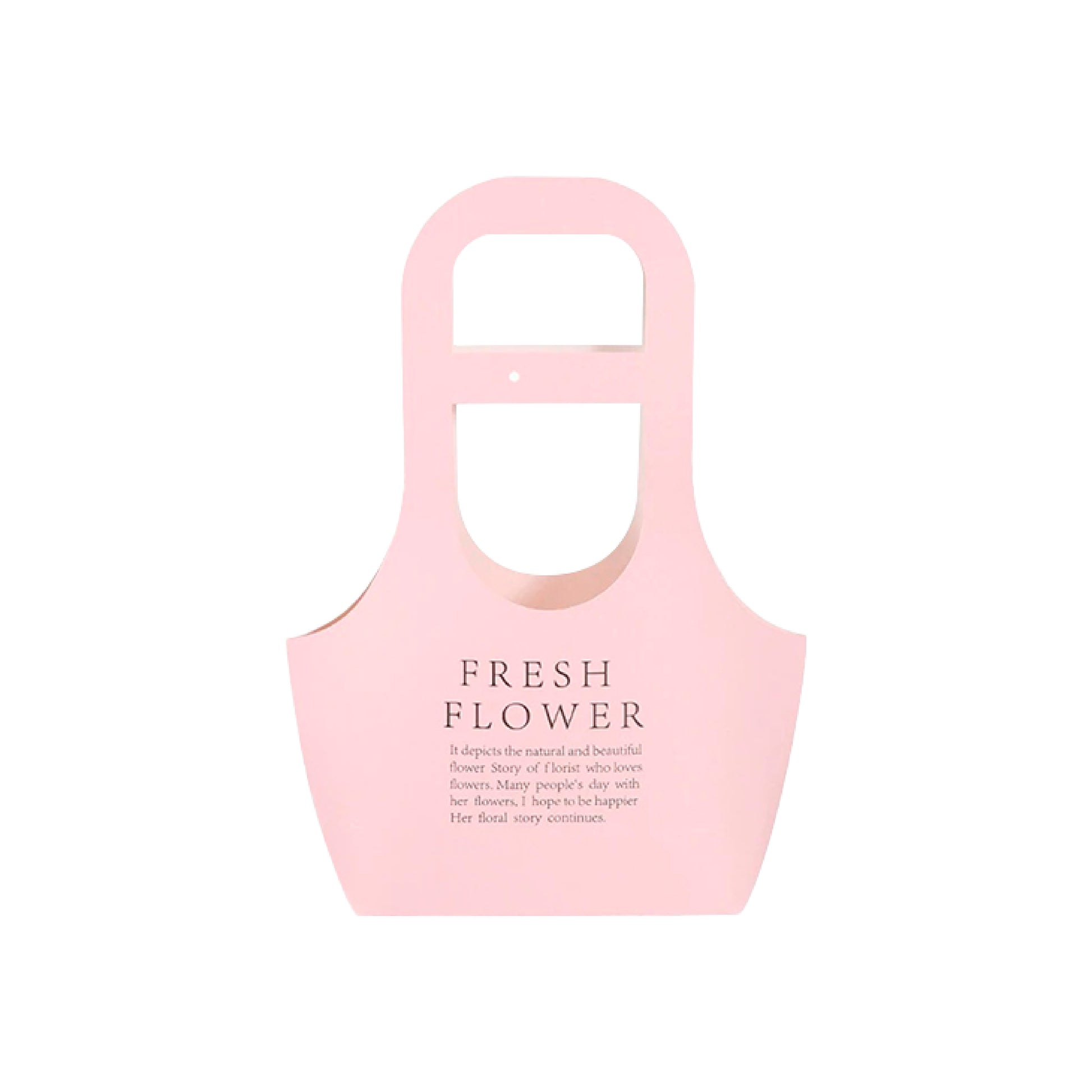 Bolsa de cartón para flores tipo canasta color rosa