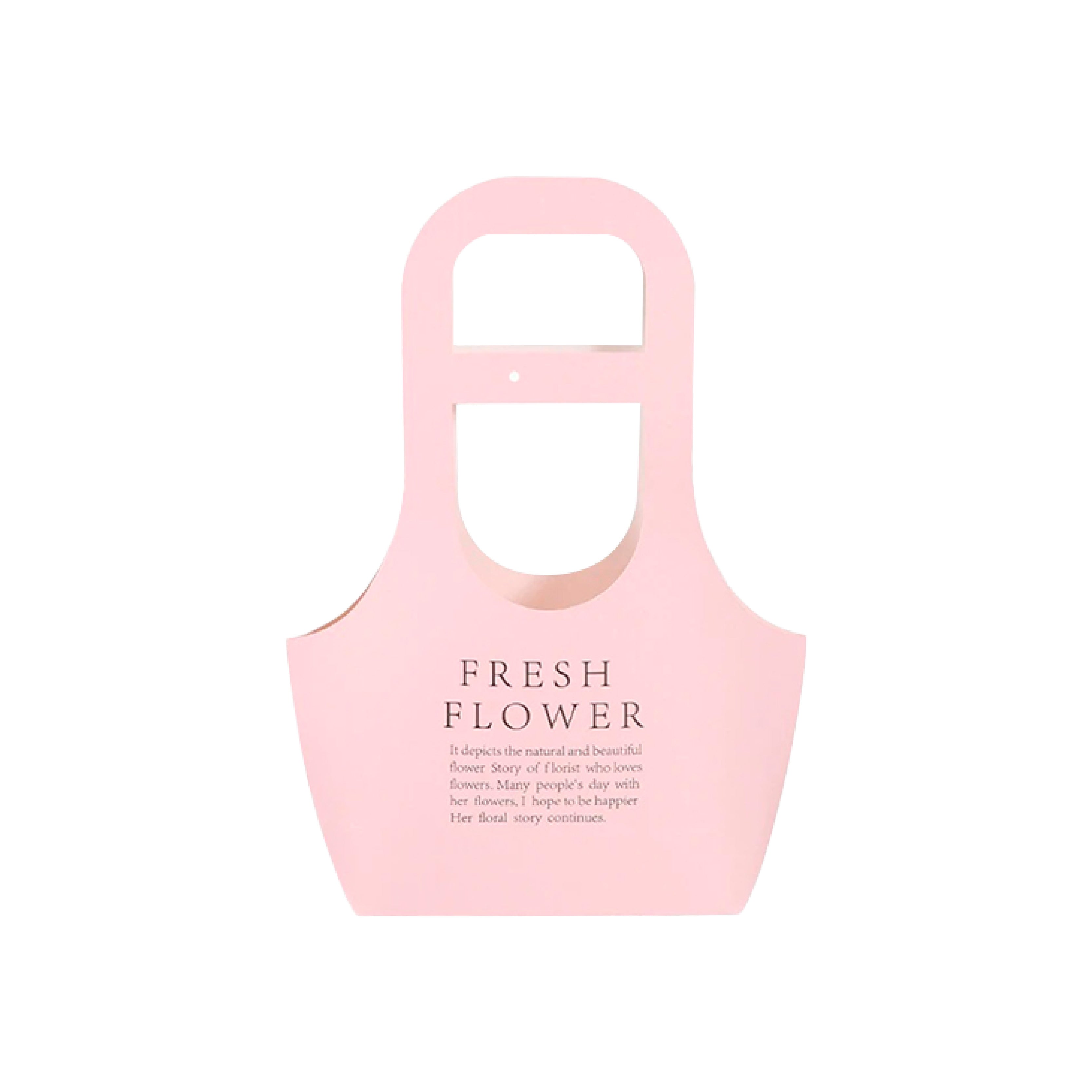 Bolsa de cartón para flores tipo canasta color rosa