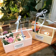 Caja transparente para flores y pastel, paquete de 5 piezas en colores rosa, beige, guindo, negro, blanco y naranja