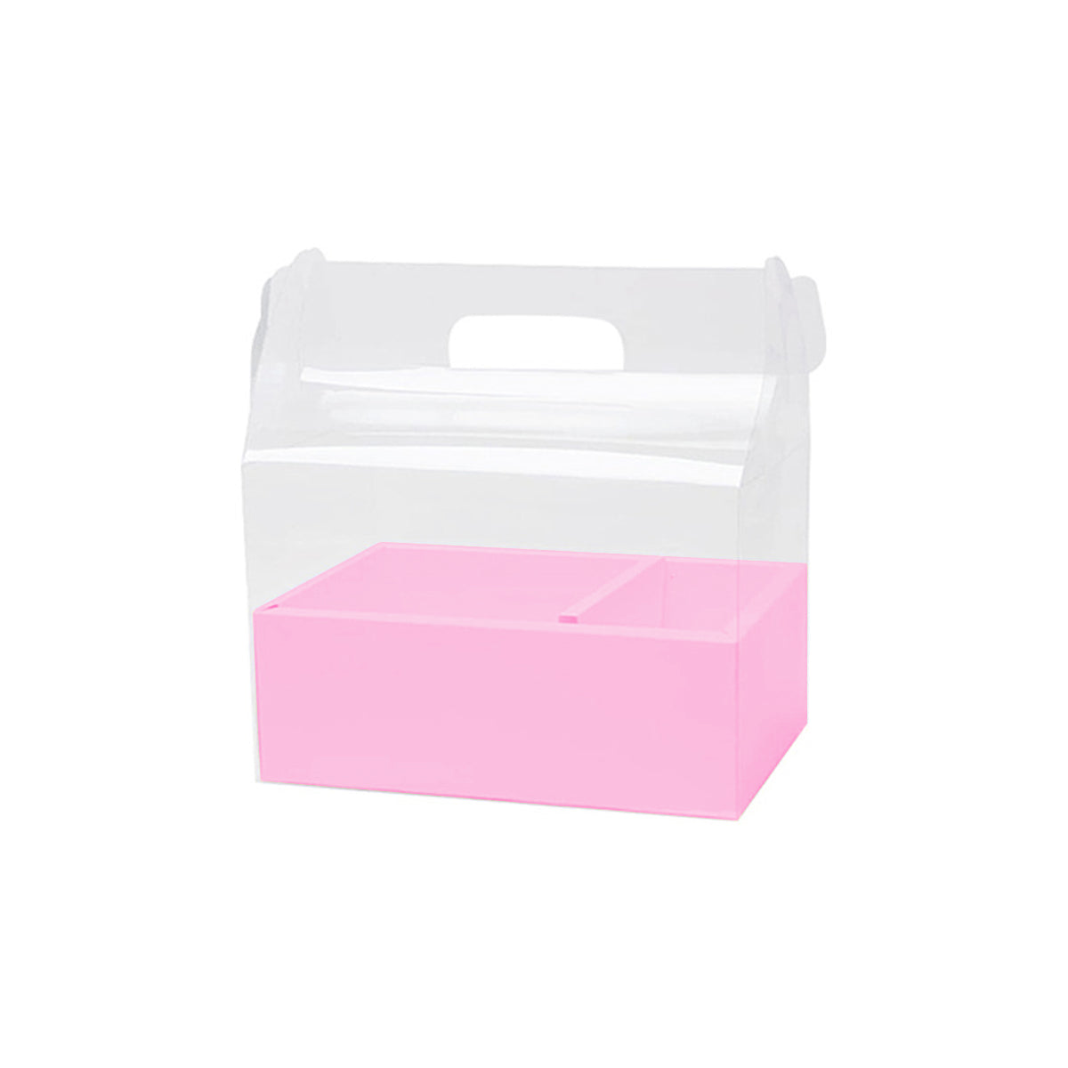 Caja transparente para flores y pastel, paquete de 5 piezas en color rosa.
