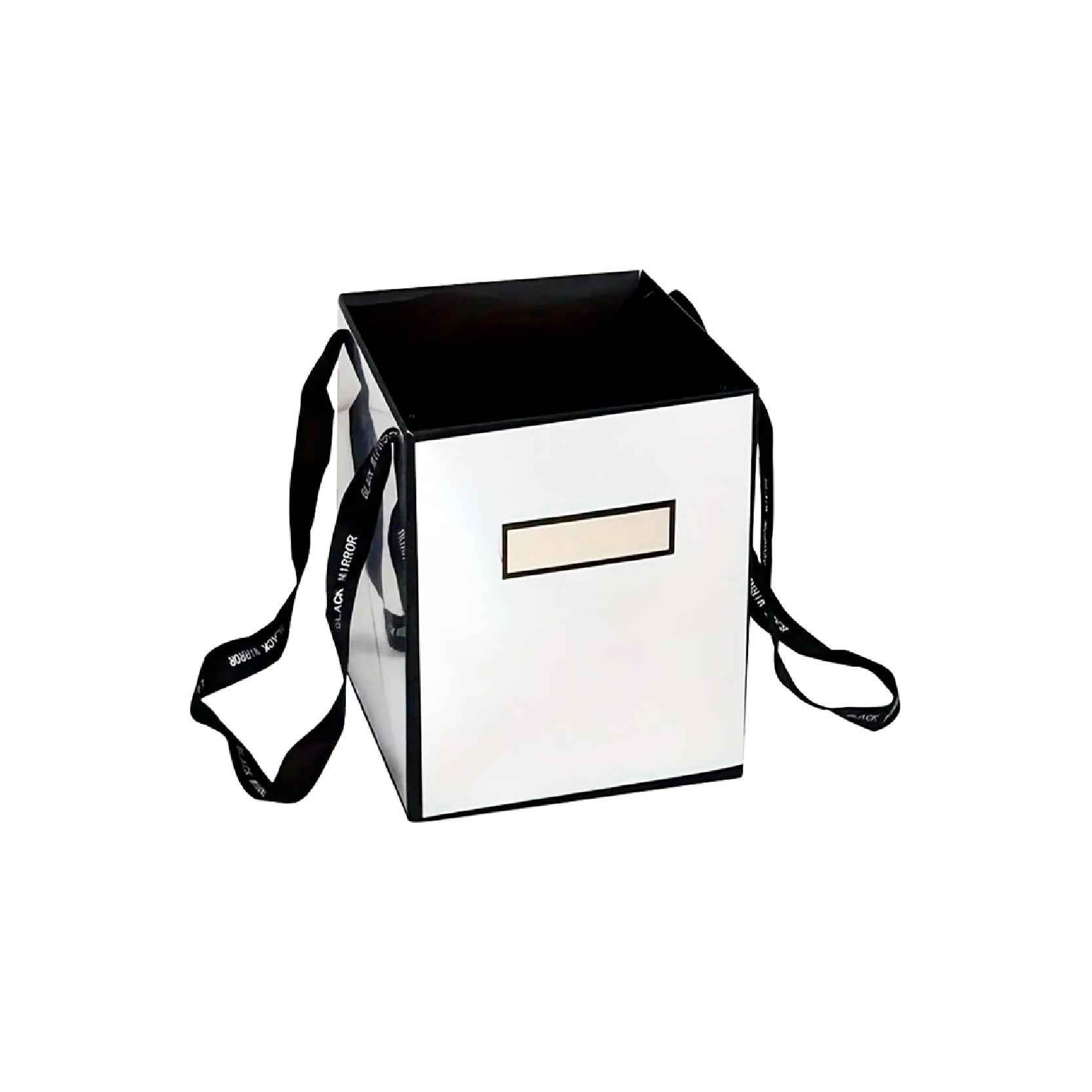 Caja para flores tipo bolsa metalizada efecto espejo, set de 2 piezas tamaño chico 12 x 12 cm