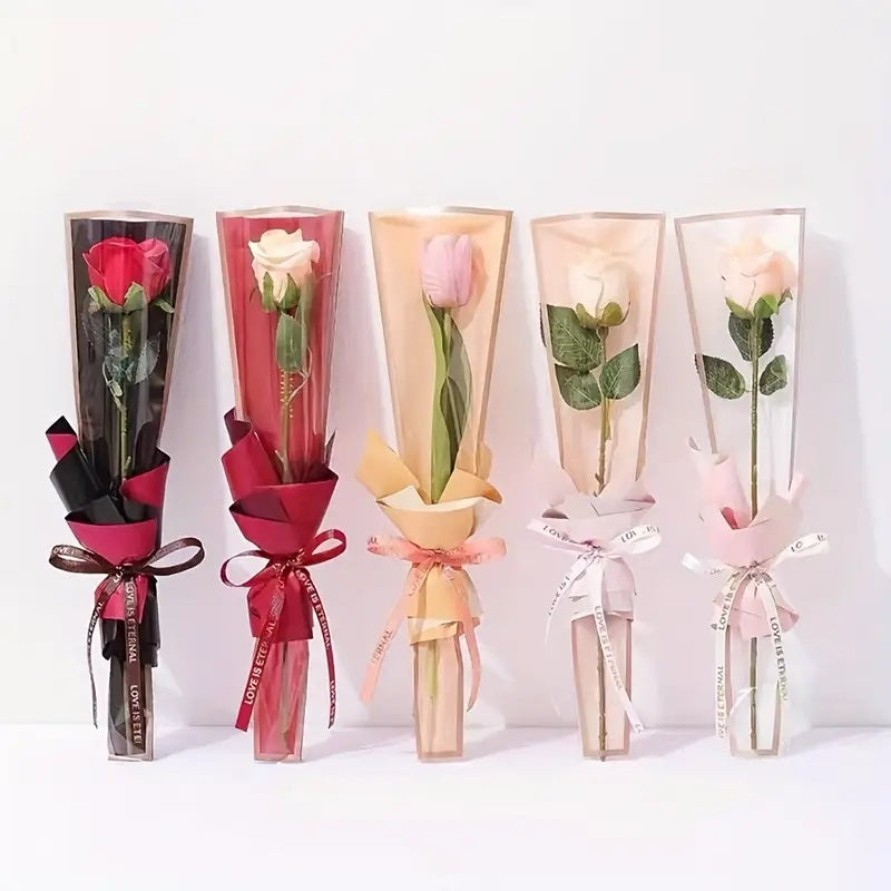 Bolsa de celofán chica para una flor, transparente, paquete de 50 piezas.