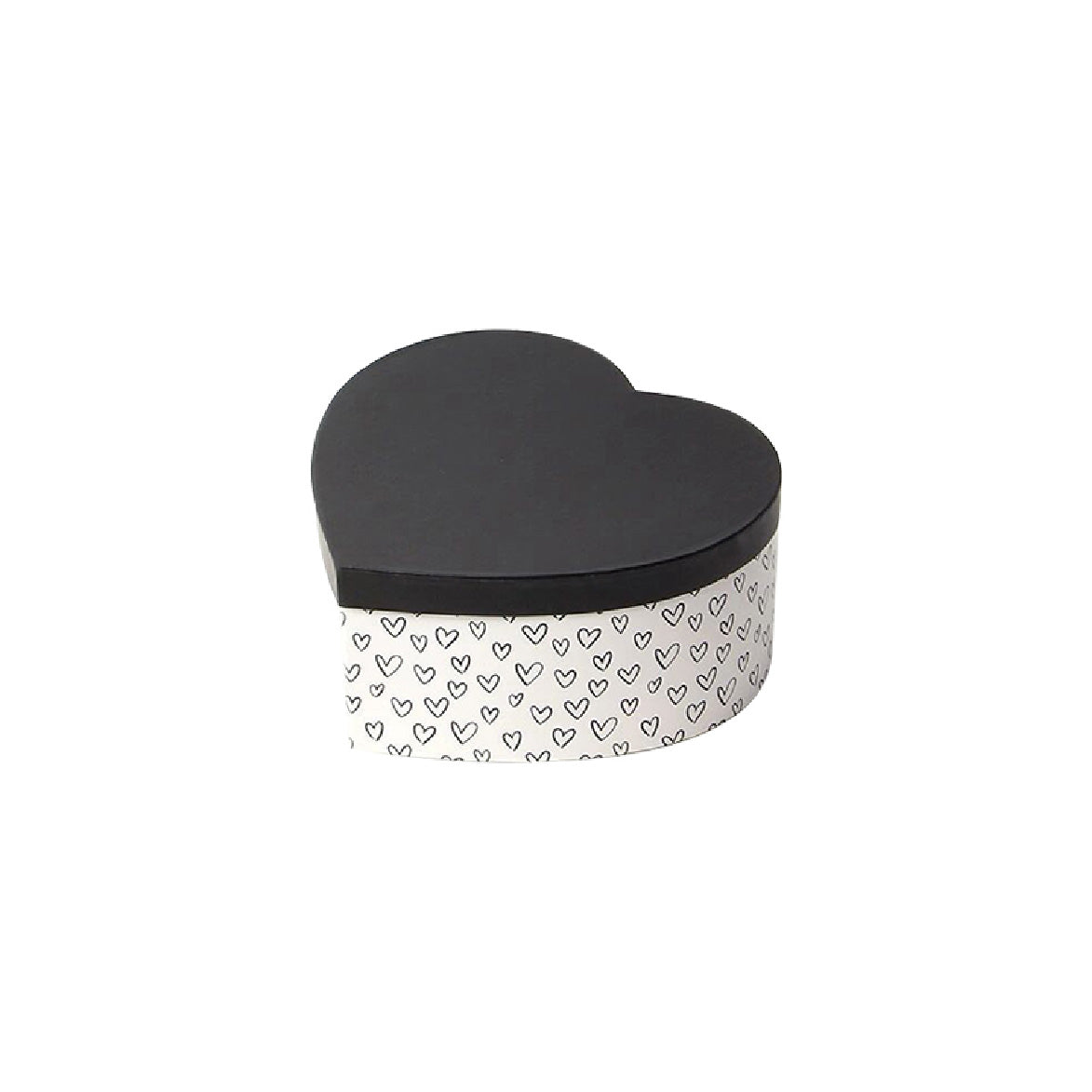 Caja en forma de corazón para flores, set de 3 tamaños, color negro.