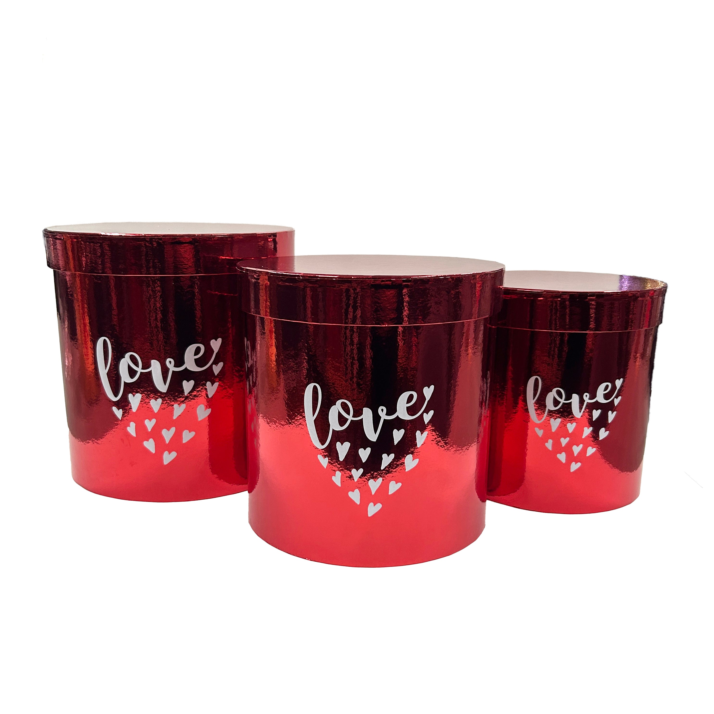 Caja floral metalica en forma de cilindro, caja de cartón rígido para arreglos florales