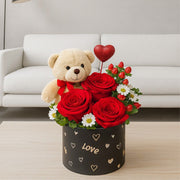 Caja floral love en forma de cilindro, caja de cartón rígido para arreglos florales