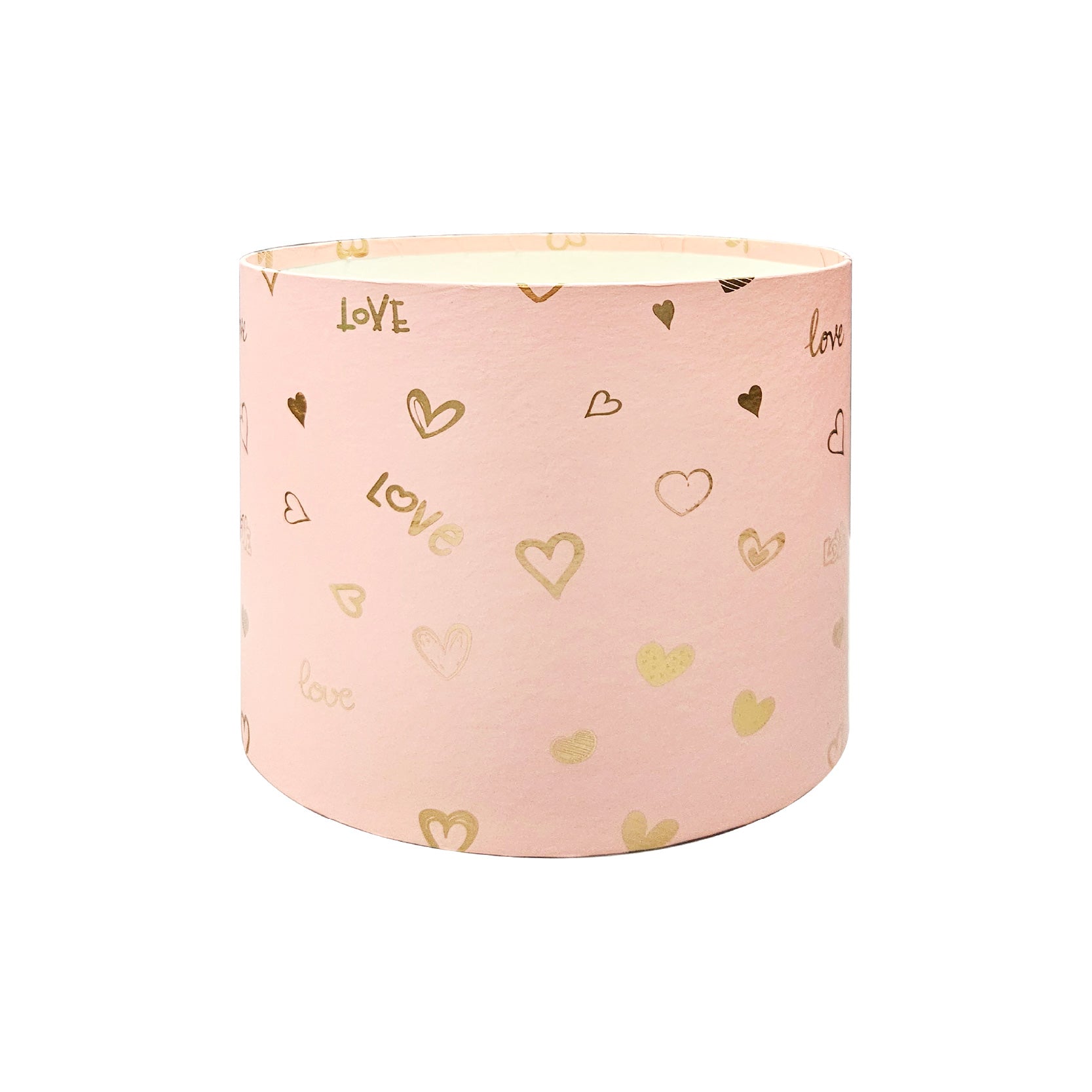 Caja floral love en forma de cilindro, caja de cartón rígido para arreglos florales