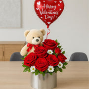 Caja floral metalica en forma de cilindro, caja de cartón rígido para arreglos florales