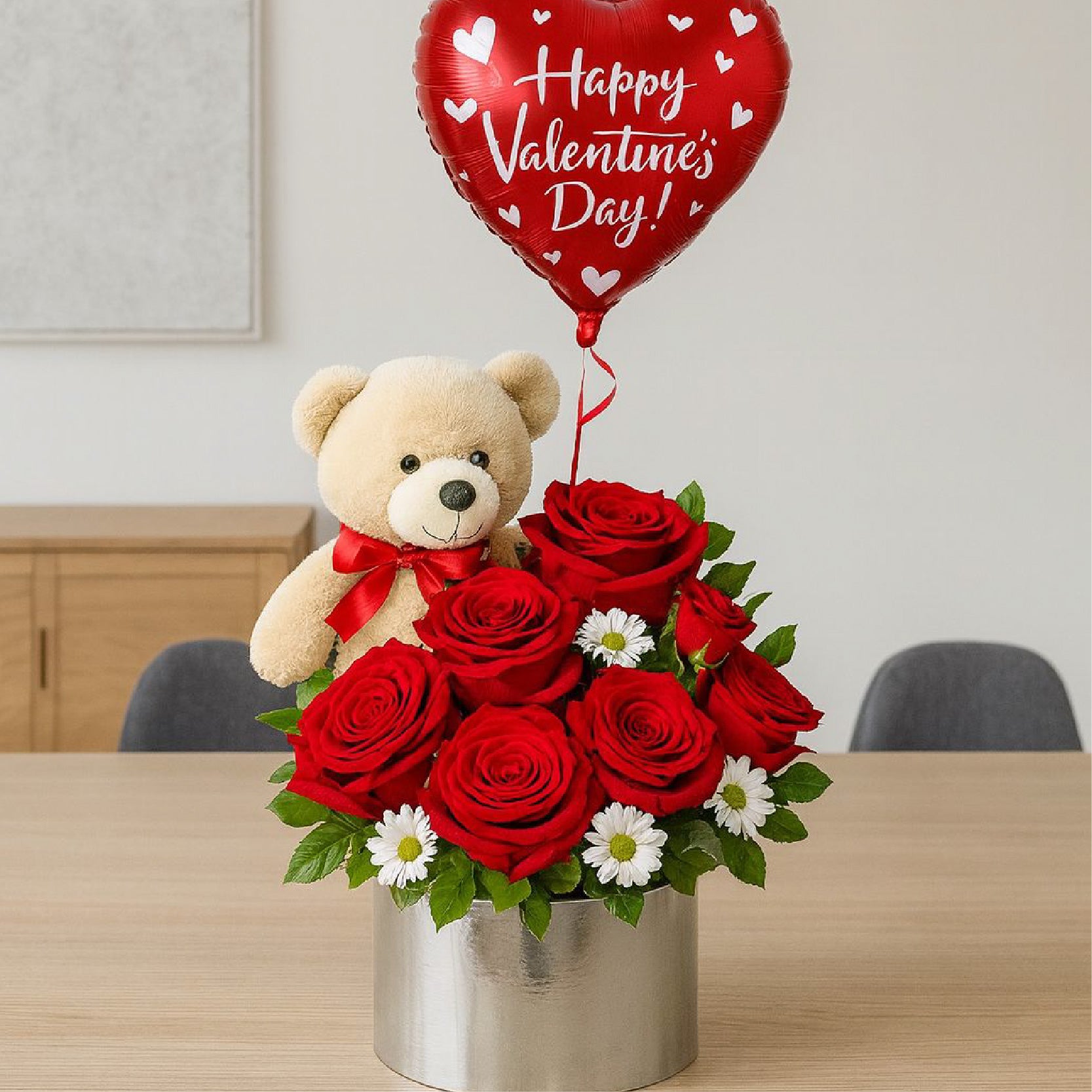 Caja floral metalica en forma de cilindro, caja de cartón rígido para arreglos florales